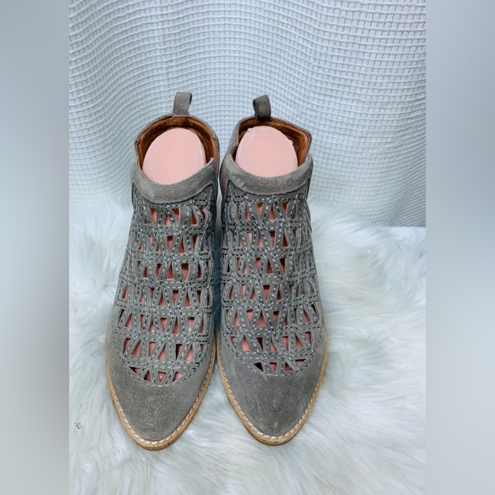Jeffrey Campbell taggart perforated ankle boots split sides grey